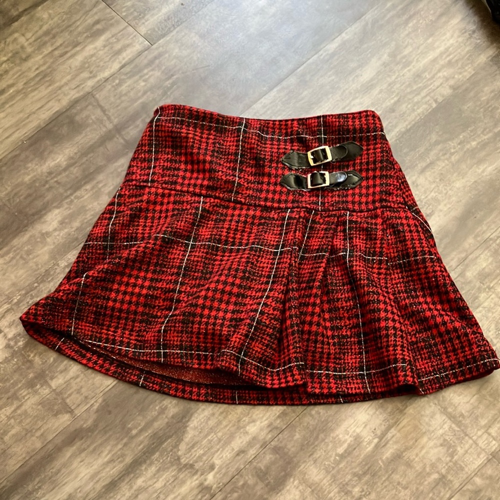 Girls Red and Black Mini Skater Skirt